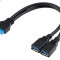 USB 3.0 A Female to 20 Pin 20cm 2 Port